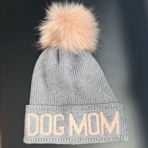 Gray 'Dog Mom' Ladies Beanie with Pom Pom OS